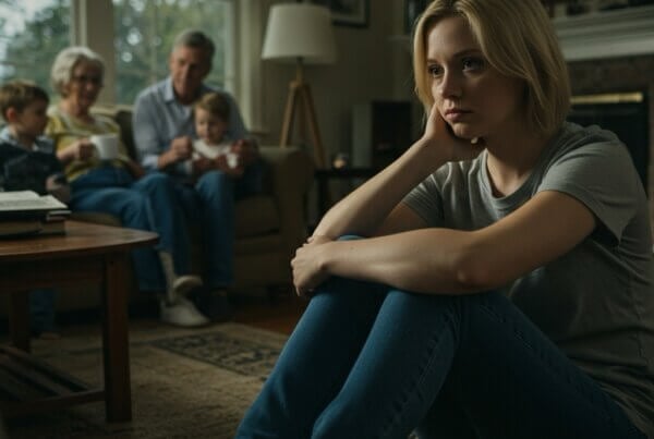 Woman thoughtfully considering psychiatric care and family support options